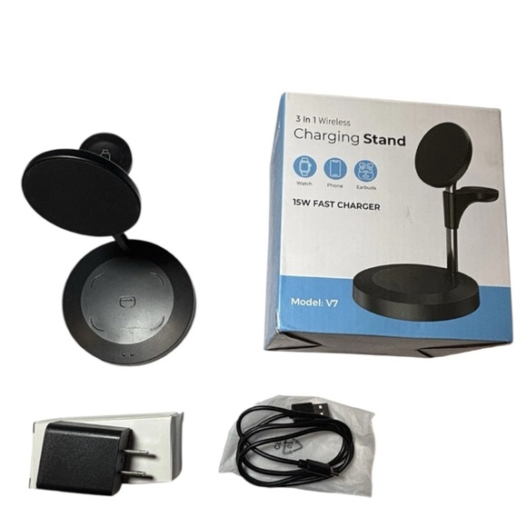 3-in-1 Wireless Charging Stand 15W Fast Charger for Phone Watch Earbuds - Picture 1 of 4